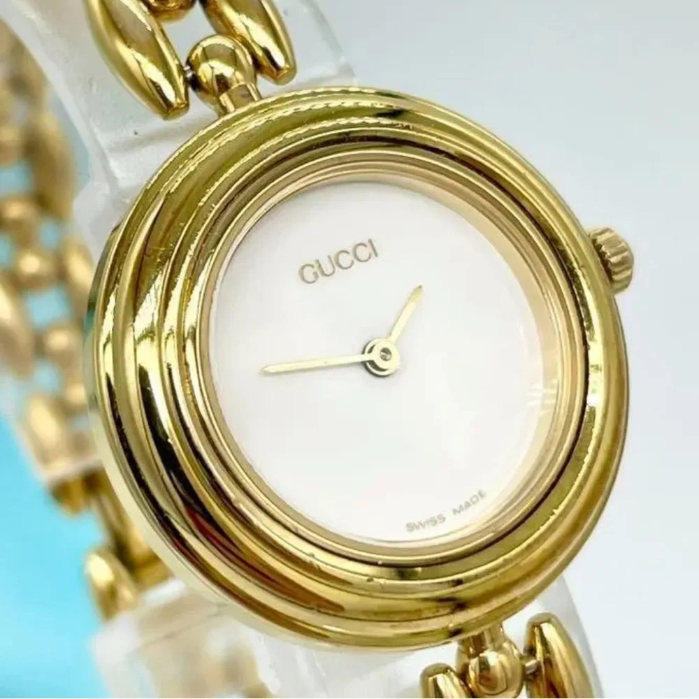 Gucci Metallic Bezel Luxury Gold Rope Vintage Statement Watch